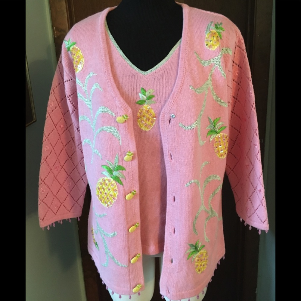Storybook Knits Pineapple Sweater Set Size Small